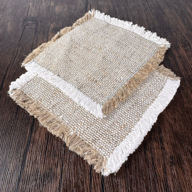 Rustic Fray Hemp Coasters (Set of 4)