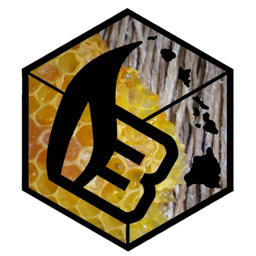 bee line hemp wick logo - hexagon shape with artistic yellow, black, and grey B logo design