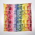 fabric  swatch with a grid of multicolored watercolor squares on a white background